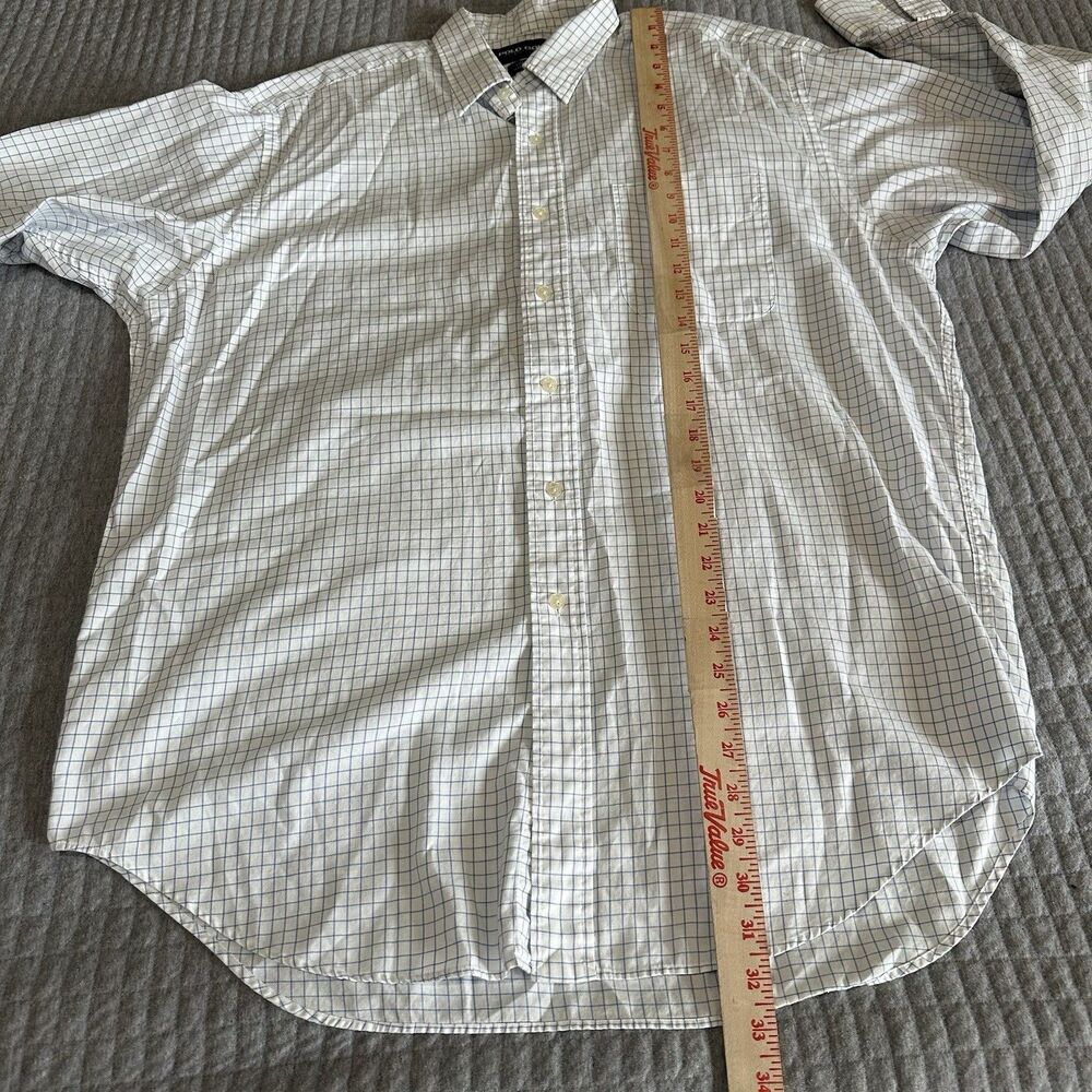 Polo Golf Ralph Lauren Preppy Men’s White Blue Check Cotton Button-Up Shirt L - Picture 4 of 7